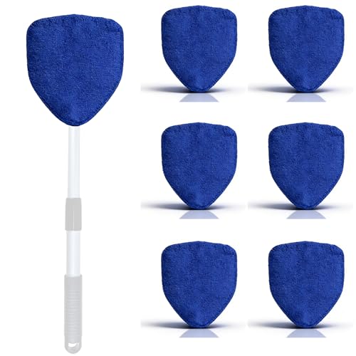 Car Care Microfiber Cloths for Windshield Cleaner,7 PCS Microfiber Cloths for Inside Windshield Cleaning Tool Pads,Clean Replacement Accessories (Blue) - color: Blue