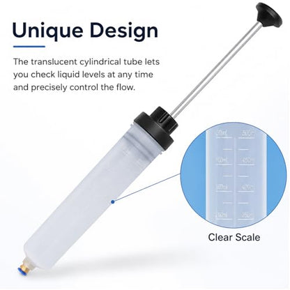 2Pc 500CC Fluid Extractor Syringe for Oil, Brake Fluid & Gasoline Transfer | Large-Capacity Syringe For Quick Oil, Fuel, Brake Fluid And Power Steering Fluid Extraction,Scale Markings - size: 2PC 500ml Oil Suction Syringe