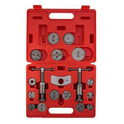 SUNEX TOOLS 3930 18-Piece Master Disc Brake Caliper Tool Set and Wind Back Kit, Compressor, Spreader Tool Set for Brake Pad Replacement with Magnetic Thrust Bolts