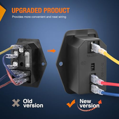 Nilight 2Pcs Switch Power Socket 10A 250V AC Inlet Module On Off Switches Built-in Fuse Led Light 3 Pin Outlet for 3D Printers Computers Home Appliance - color: 2PCS Switch Power Socket