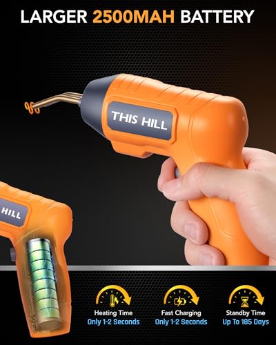 Cordless Plastic Welder, USB Rechargeable Hot Staple Welding Kit with 900Pcs Staples, Built-in LED Light & Storage Bag, Portable Plastic Repair Tool for Car Bumper, Toys, DIY Projects
