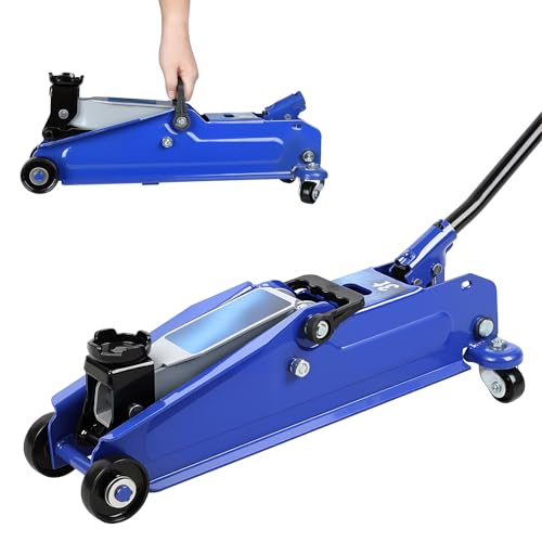 3 Ton Floor Jack, Heavy Duty Steel Car Jack with Single Piston Rapid Lift, 3.3" to 18.5" Lifting Range,Ultra Low Profile Floor Jack with Foot Pedal, Hydraulic Jack for Cars, Trucks, SUVs, Safety