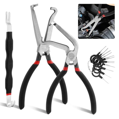 3Pcs Electrical Disconnect Pliers 37960, 37980, Fuel Line Petrol Clip Pipe Plier, Angled Wire Plug Removal Tool Set for Car Push Tab Style Plugs Separator(COLOR:black)