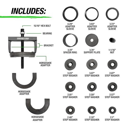 OEMTOOLS 27213 Master Wheel Hub & Bearing Remover & Installer Kit, Back & Front Wheel Bearing Removal Tool, Back & Front Wheel Hub Removal Tool, Easy to Use - style: Standard Master Kit
