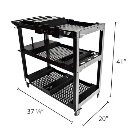 Adam's Polishes Professional Detail Cart Powder Coated Metal Car Detailing Cart for Garage | Storage Space, Rolling Premium Locking Casters, Polisher Holders, Heavy Duty Workshop, Detailers Garage - size: Professional Detailing Cart