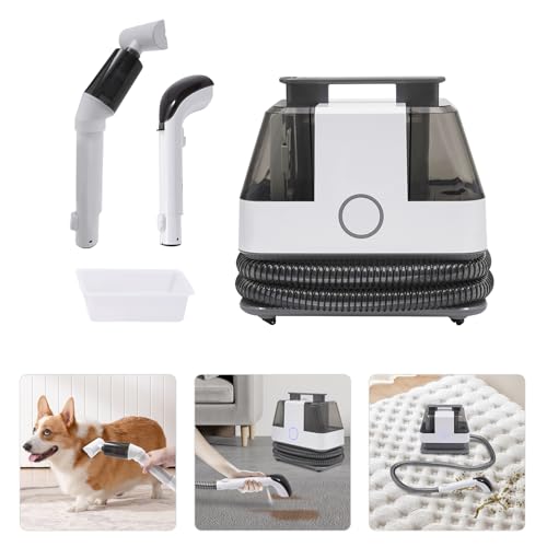Upholstery Cleaner Machine 15KPa Portable Carpet Couch Deep Cleaner, Handheld Rug Spot Cleaner, Small Extractor Vacuum for Furniture Hand Held Sofa Shampooer for Car Seat Pet Stain (White)