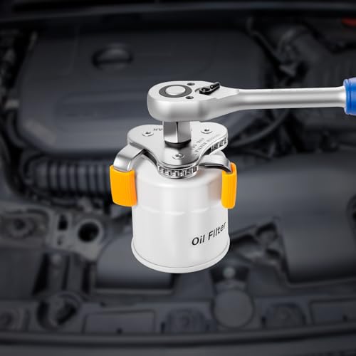 Spurtar 3-Jaw Oil Filter Wrench Adjustable 2-11/16" to 4-1/16" 68mm-104mm | Oil Filter Removal Tool with Removable Protective Sleeves for Car, SUV & Truck