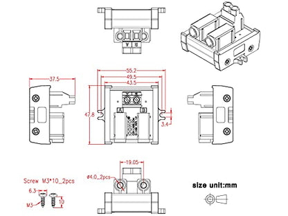 Banana Jack Breakout Board Module (1x2 Positions, Screw Mount) - size: 1x2 Positions, style: Screw Mount