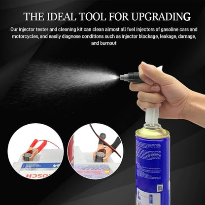 4PCS Fuel Injector Cleaner Kit, Fuel Injector Tester, Auto Gas Injection Nozzle Flush Cleaner Adapter DIY Cleaning Tool Kit with Test Lead, Automotive Gas Injectors Nozzles for 12-24V Car