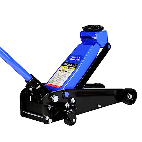 3T Low Profile Steel Floor Jack, 6000 lb, Single Pump, 5.1"-20" Lift, Blue | Heavy-duty steel, single-pump quick lift, low profile, 5.1"-20" lift range, overload protection. - size: 3T Single Pump 5.1"-20"