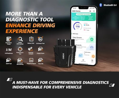 Bluetooth 5.4 V011 Car OBD2 Scanner 25K80 Diagnostic Tool Full Function OBD Home App for iOS/Android OBDII Read Code