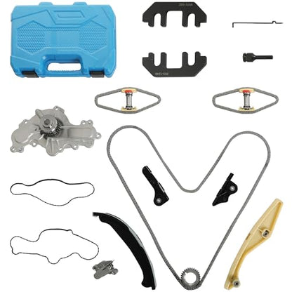 Timing Chain Kit w/Water Pump Timing Tool Fit for Ford Lincoln 2011-2019 | for Ford Edge Explorer Flex Taurus Police Interceptor, for Lincoln MKS MKX MKZ 3.5L 3.7L Replce# AW6348 303-1248