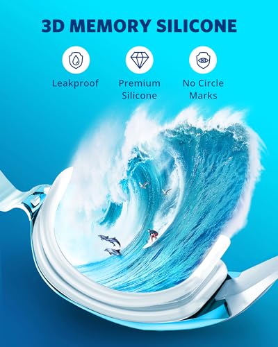 Aegend Swim Goggles, Swimming Goggles No Leaking Full Protect Adult Youth - color: Sky Blue With Blue Strap