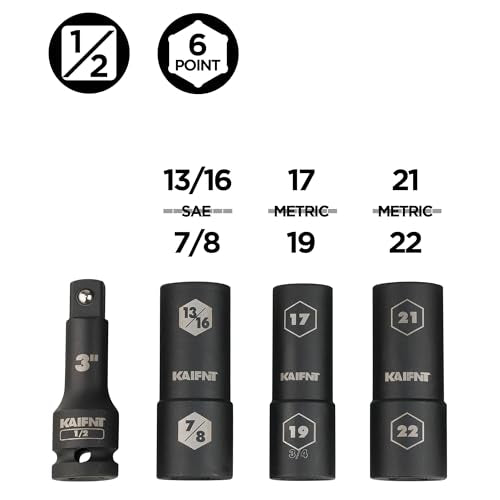 K232 Extra Thin Wall Impact Flip Socket Set, Lug Nut Sockets, 1/2-Inch Drive, 4-Piece - size: Regular sizes