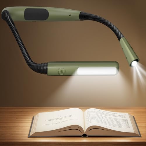 Glocusent Bendable Neck Light, 100Hrs Long Lasting Rechargeable Book Light, 5 Colors & Stepless Dimming Reading Light - Perfect Book Lights for Reading at Night, Knitting, Book Lovers Gifts - color: Green