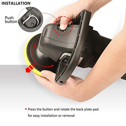 Buffer Polisher, SPTA 7 Inch 180mm Rotary Polisher Car Polisher Electric Polisher RO Polisher & Polishing Pads Set for Auto Buffing and Polishing