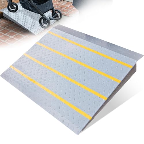 VNN Door Threshold Ramp, Threshold Ramps for Doorways, Ideal Entry Handicap Ramp for Elderly Wheelchairs, Carts, Scooters and Walkers, Door Ramp for 2in Rise(33.5" L * 31.7" W, Alloy Iron, 800LBS) - color: Slivery, size: 33.5" L x 31.7" W