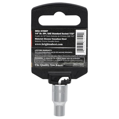 S15007 1/4" Drive SAE Socket, 7/32" Standard 6 Point - size: 7/32 INCH, style: STANDARD