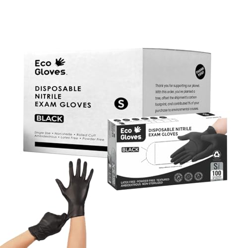 Black Nitrile Disposable Exam Gloves (5 Mil) | Latex‑Free, Powder‑Free, Food Safe, Medical, Tattoo, Mechanic & Cleaning Use - size: Large