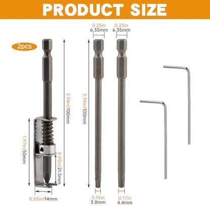 2Pcs Spring-loaded Screw Holder Bit, Anti-drop Screwdriver Bit, Bit Holder Universal Screw Retaining Tool for Electricians, Mechanics, DIY Home Repair(COLOR:silver)