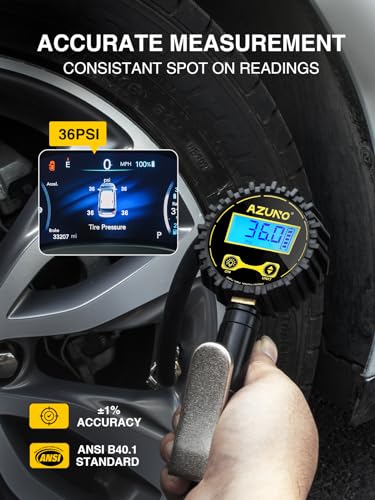 Digital Tire Inflator with Pressure Gauge, 200 PSI, Heavy Duty Air Compressor Accessories, w/Rubber Hose Lock on Air Chuck and Quick Connect Coupler - size: 200PSI