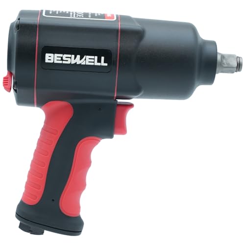 BESWELL® BW-112BN 1/2-Inch Air Impact Wrench with 1180 Ft-Lbs Max Torque | FAST & POWERFUL: Twin hammer impact wrench delivers fast, high-torque power for auto repair, tire changes & body shop