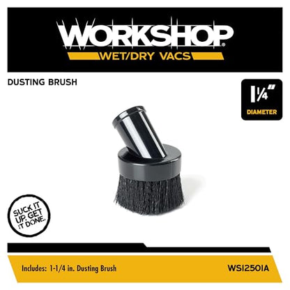 WORKSHOP Wet/Dry Vacs WS12501A 1-1/4-in. Dusting Brush Vacuum Attachment - size: 1-1/4"