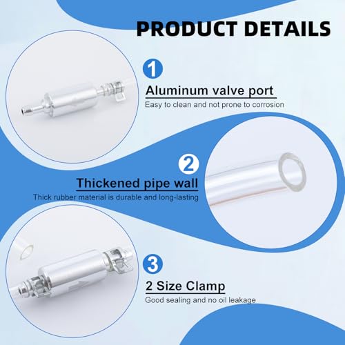 Brake Bleeder Hose - One Way Check Valve Tube Bleeding Tool Kit, Universal Brake Fluid Bleeder Kit for Motorcycle Clutch, Soft Tube with Metal Clips, Break Bleeder Kit (4pcs)