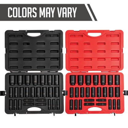 SUNEX TOOLS 2646, 1/2 Inch Drive Deep Impact Socket Set, 26-Piece, Metric, 10mm-36mm, Cr-Mo Alloy Steel, Radius Corner Design, Heavy Duty Storage Case