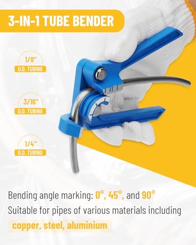 25 ft 3/16 and 1/4 in Brake Line Flaring Tool Kit | 40pcs fittings, 4 unions, tube bender, cutter, 7-size flaring bar, zinc-plated lines - color: 3/16 in & 1/4 in Zinc-Plated