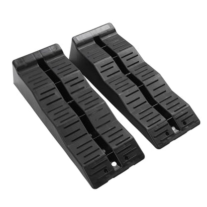 Jeffergarden RV Leveling Ramps HDPE Leveler Blocks with Wheel Chocks 11000LBS Capacity 3 Level Anti Slip Design for Campers Trailers SUVs on Uneven Ground