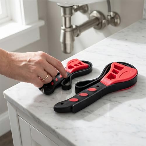 2 PCS Adjustable Strap Wrench Set, 24" & 19" Rubber Strap Wrench for Plumbing, Oil Filter, Non-Slip Jar Opener for Weak Hands