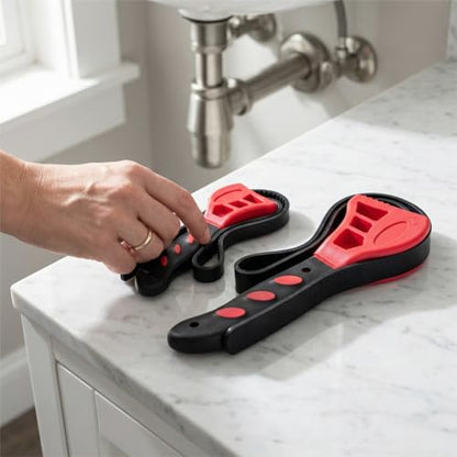 2 PCS Adjustable Strap Wrench Set, 24" & 19" Rubber Strap Wrench for Plumbing, Oil Filter, Non-Slip Jar Opener for Weak Hands
