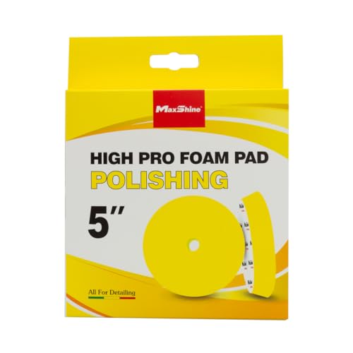 Maxshine 5” Universal High Pro Polishing Foam Pad – Compatible with DA & Rotary Polishers – Professional Detailing Pad for Swirl Removal & Gloss Clarity – Washable & Reusable – Hook & Loop Backing - size: 5", style: Polishing