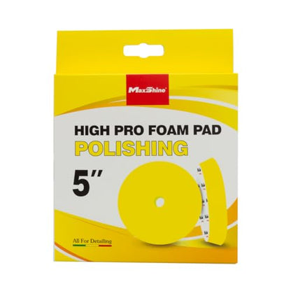 Maxshine 5” Universal High Pro Polishing Foam Pad – Compatible with DA & Rotary Polishers – Professional Detailing Pad for Swirl Removal & Gloss Clarity – Washable & Reusable – Hook & Loop Backing - size: 5", style: Polishing