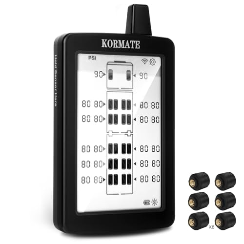 TPMS Tire Pressure Monitoring System Displayed Vertically,All Tires Pressure and Temp simultaneously,Solar Power,for RV,Semi Truck,Motorhome,5th Wheel,Trailer (Cap Sensor, 8 Sensors) - color: Cap Sensor, size: 8 Sensors