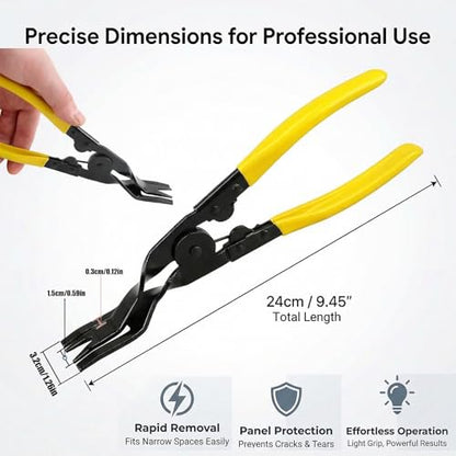 Automotive Panel Clip Pliers - Car Panel Upholstery Trim Clip Removal Tool Plier, Interior Clip Fastener Rivet Push Pin Panel Pliers, Repair Tool for Car Vehicle Dashboard Clip Remover Plier - color: Yellow