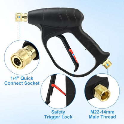 JOEJET Pressure Washer Gun with Foam Cannon, Car Wash Foam Gun with 1/4” Quick Connector, 5 Pressure Washer Nozzle Tips, 1 Liter | Adjustable Soap Cannon for Car Wash, 5 Power Washer Nozzle Tips, 2100 PSI - size: 1 L