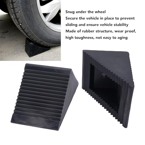 Keenso Wheel Chocks, Wheel Chocks for Trailer Motorcycle Wheel Chock Wheel Chocks 2PCS Mini Rubber Wheel Chock Set 5x3x2-1/2in Premium Wheel Tire Stopper Blocks for ATVs Riding