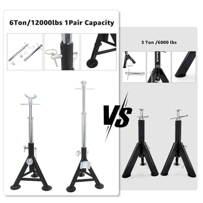 BESTOOL RV Supports Stabilizer Jacks, Travel Trailer Stabilizer Jacks Camper Jack Stands from 17.3" to 30." 1 Pair Capacity 12000 lbs, 2 Pack - color: Black-Dual head RV stabilizer jacks/2PC