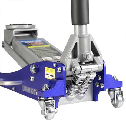 1.5 Ton Low Profile Hydraulic Racing Floor Jack, Aluminum & Steel Car Jack with Dual Piston Quick Lift Pump, 3.4"-14" Lift Range, Lightweight Portable Garage Jack, Blue