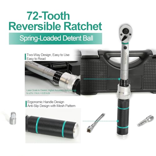 3-Piece Click Torque Wrench Set – 1/4", 3/8", 1/2" Drive, ±3% Accuracy, 72-Tooth Ratchet, Dual-Direction, Chrome Vanadium Steel, Includes Storage Cases - size: 1.67-16.67 ft-lb, 5-45 ft-lb, 10-150 ft-lb, style: 1/4 3/8 1/2-inch