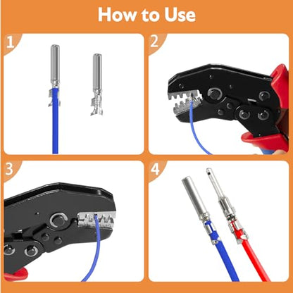 212PCS 12 Kits DT Connector with Crimping Tool & Terminal Removal Tool for Deutsch Connector Kit, 2 3 4 6 8 12 Pin Automotive Electrical Connectors & Size 16 Stamped Contacts for Car Marine Wiring