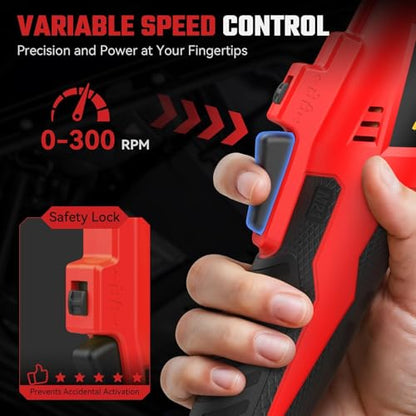 3/8" Cordless Ratchet Wrench for Milwaukee M18 18V Battery - 75Ft-Lbs Brushless Motor Electric Ratchet Set with 0-300RPM Variable Speed,8 Sockets,1/4" and 1/2" Adapters,3" Extension Bar(Tool Only)