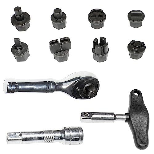 DPTOOL 11-Piece Oil Drain Plug Removal Kit Compatible with GM VW Ford Mercedes Audi BMW Chrysler Lincoln Volvo Mazda with Ratchet Wrench Replace 090-999 DPR350 - size: 11PC