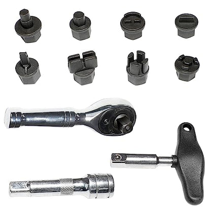 DPTOOL 11-Piece Oil Drain Plug Removal Kit Compatible with GM VW Ford Mercedes Audi BMW Chrysler Lincoln Volvo Mazda with Ratchet Wrench Replace 090-999 DPR350 - size: 11PC
