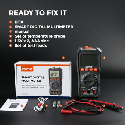 Digital Multimeter 5999 Counts TRMS, Auto-Ranging Voltage Tester with Temperature, Continuity, Capacitance, LED Flashlight, CAT III 600V