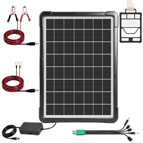 20W Hybrid Solar Battery Charger & Maintainer 12V + USB Hub Kit - Waterproof Trickle Charger for Car, Boat, RV, Motorcycle - Universal 5-in-1 Portable Solar Panel for Phone, Camping