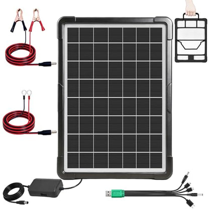 20W Hybrid Solar Battery Charger & Maintainer 12V + USB Hub Kit - Waterproof Trickle Charger for Car, Boat, RV, Motorcycle - Universal 5-in-1 Portable Solar Panel for Phone, Camping