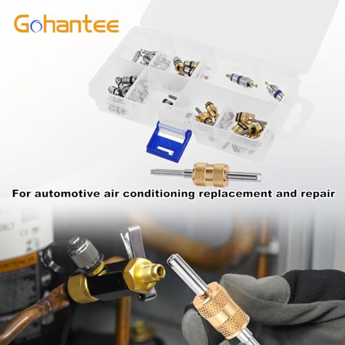 310PCS Car A/C Repair Kit O-Ring Set AC Valve Cores R12 R134a Refrigeration | 270PCS O-Ring Seals Kit 18 Sizes + 40PCS Car Air Conditioner Valve Core with Double Head Dual Dismantling Remover Tool